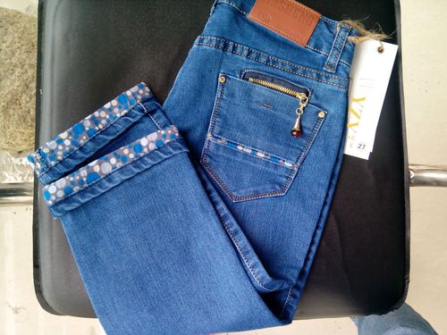 605#賽依瑪全新夏裝女士七分褲翻邊牛仔褲日韓修身牛仔褲工廠批發(fā)