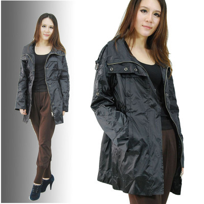 【【廠家批發 品質上乘】小額服裝批發黑色光澤好長風衣ZB006-2】價格,廠家,圖片,女式風衣、大衣,季玉榮(個體經營)-